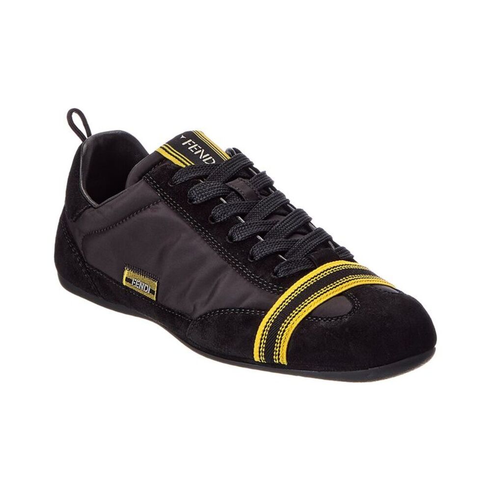 Fendi Wrap Nylon & Suede Sneaker, Black
